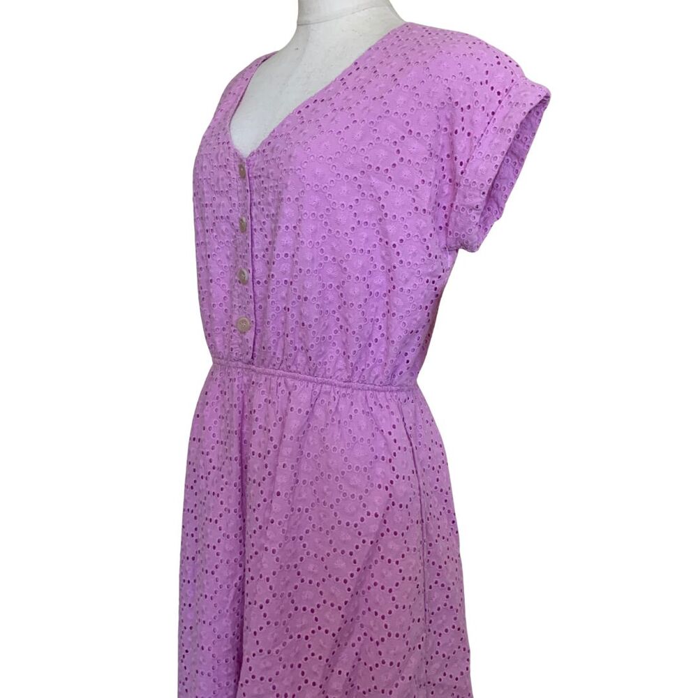 NWT Eyelet Lavender Short Sleeve Summer Mini Dress Feminine Style Size S - Picture 2 of 11